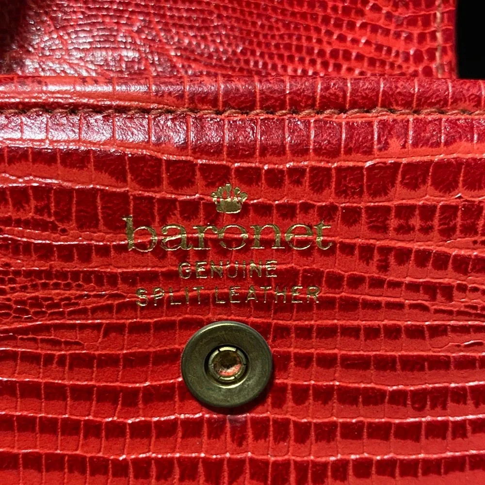 Vintage Baronet Red Crocodile-Embossed leather Women's wallet